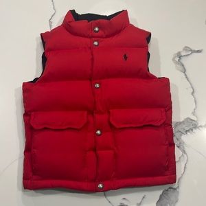 Ralph Lauren Boys Reversible Down Puffy Black/Red Vest size 3